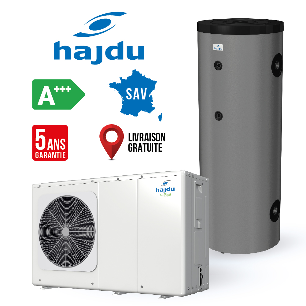 HAJDU HPAW-8 Pompe à chaleur air/eau + ballon tampon 200 litres KIT